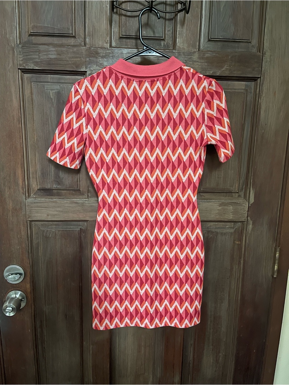 Zara Pink Jacquard Chevron Knit Polo Dress - Picture 3 of 4